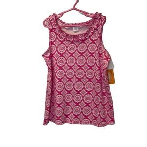 Gymboree girls Pink size 12 Tank top ruffle neckline New With Tags